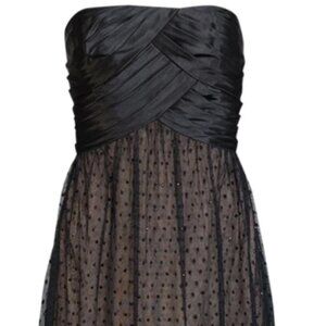 NEW Carmen Marc Valvo Black Mesh Overlay Strapless Dress Size 6